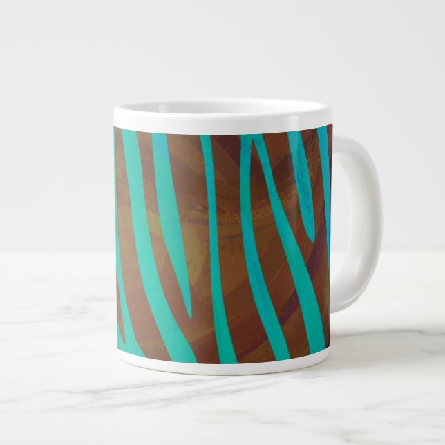 Zebra Brown und Aquamarin Print Jumbo-Tasse (Vorderseite Rechts)