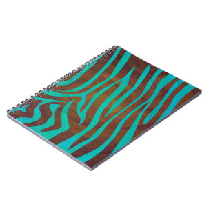 Zebra Brown und Aquamarin Print Notizblock