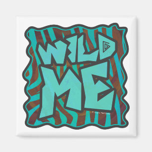 Zebra Brown und Aquamarin Wild Me Design Magnet