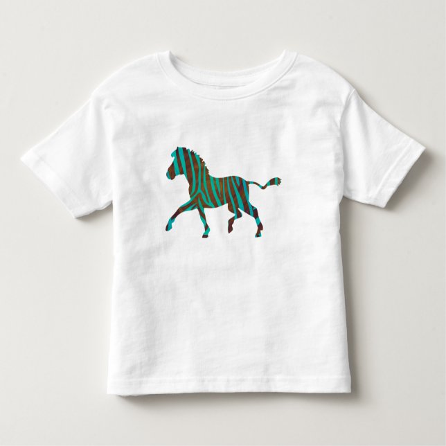 Zebra Brown und Aquamarine Print-Shirt Kleinkind T-shirt (Vorderseite)