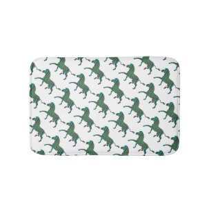 Zebra Brown und Aquamarine Print-Silhouette Badematte