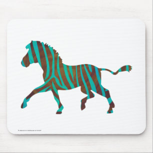 Zebra Brown und Aquamarine Print-Silhouette Mousepad