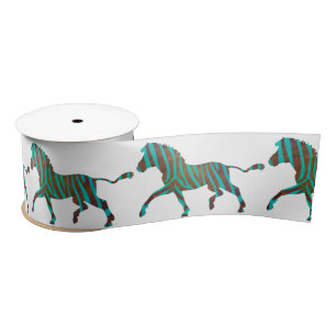 Zebra Brown und Aquamarine Print-Silhouette Satinband