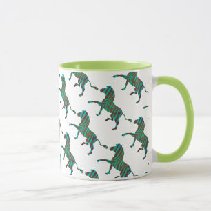 Zebra Brown und Aquamarine Print-Silhouette Tasse