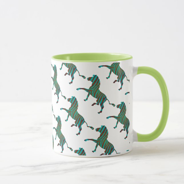 Zebra Brown und Aquamarine Print-Silhouette Tasse (Rechts)
