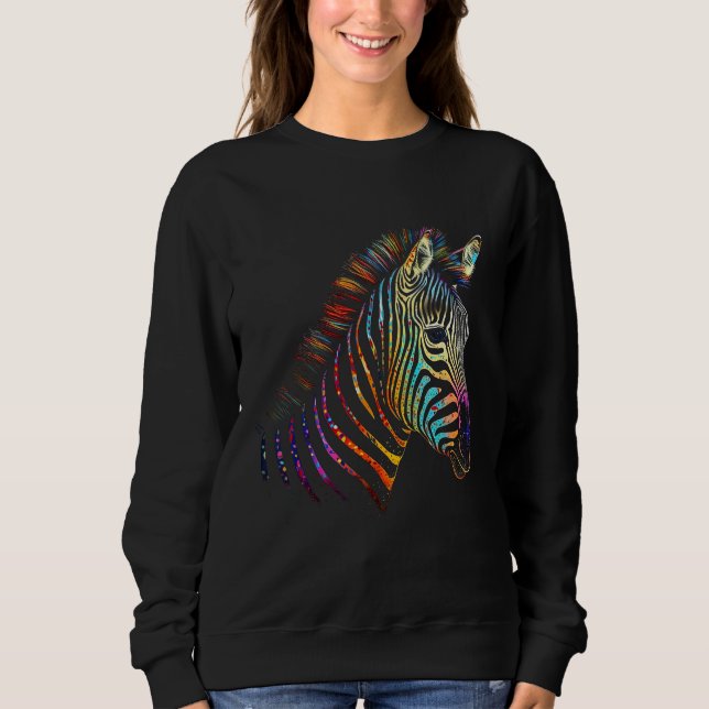 Zebra Bunt Tier Zoo Tier Sweatshirt (Vorderseite)
