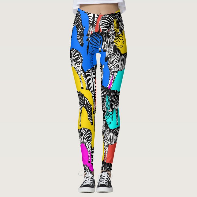 Zebra, bunte Pop-Kunst, abstrakt, Tiere           Leggings (Vorderseite)