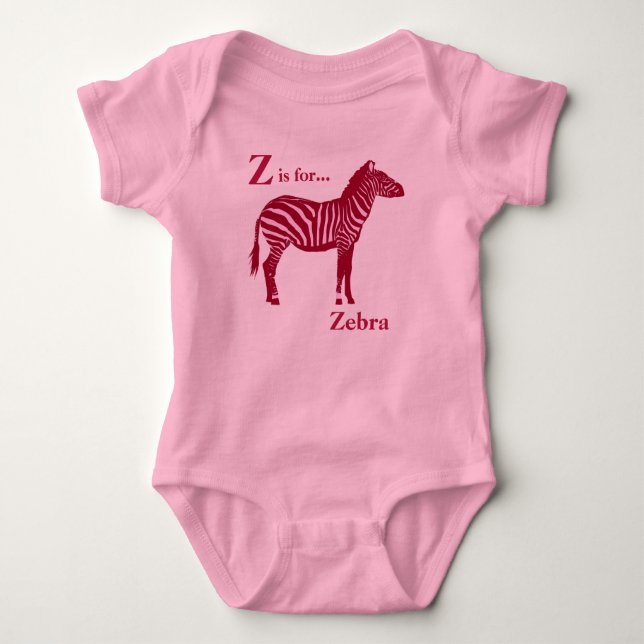 Zebra - Burgund und Rosa Baby Strampler (Vorderseite)