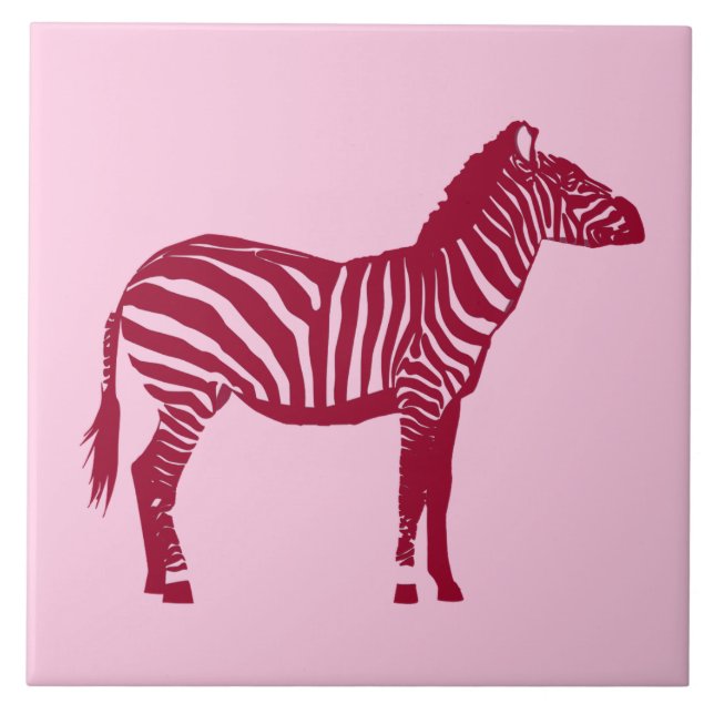 Zebra - Burgund und Rosa Fliese (Vorderseite)