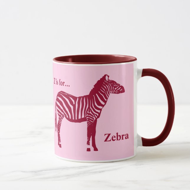 Zebra - Burgund und Rosa Tasse (Rechts)