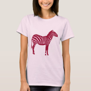 Zebra - Burgunder und Rosa T-Shirt