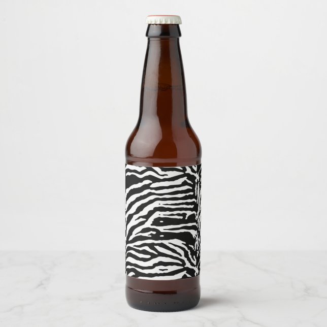Zebra Camouflage Black and White Artistic Pattern Bierflaschenetikett (Vorderseite)