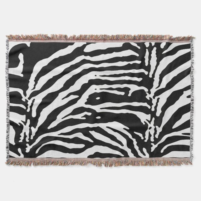 Zebra Camouflage Black and White Artistic Pattern Decke (Vorderseite)