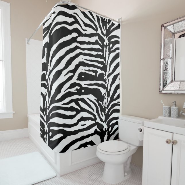 Zebra Camouflage Black and White Artistic Pattern Duschvorhang (Beispiel)