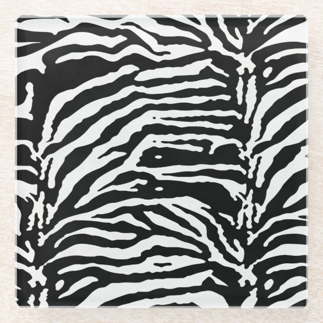 Zebra Camouflage Black and White Artistic Pattern Glasuntersetzer (Vorderseite)