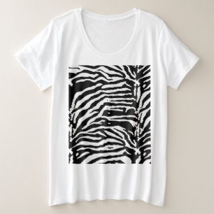 Zebra Camouflage Black and White Artistic Pattern Große Größe T-Shirt