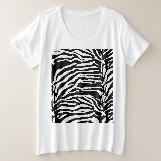 Zebra Camouflage Black and White Artistic Pattern Große Größe T-Shirt (Design vorne)