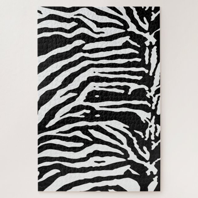 Zebra Camouflage Black and White Artistic Pattern Puzzle (Vertikal)