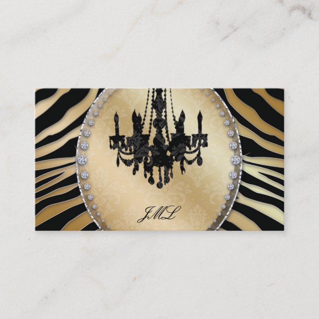 Zebra Chandelier Jewelier Black Gold Visitenkarte (Vorderseite)