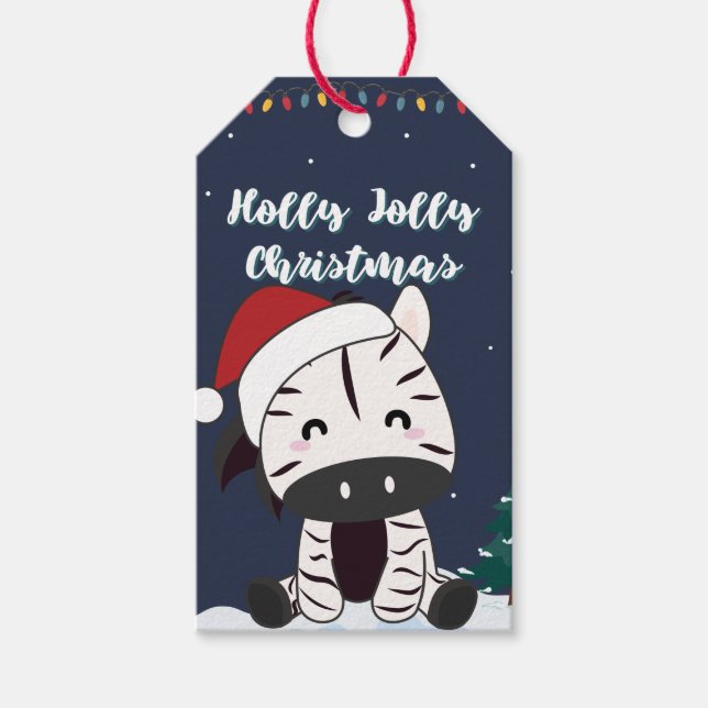 Zebra Christmas Zebras Winter Animals Geschenkarti Geschenkanhänger (Vorderseite)