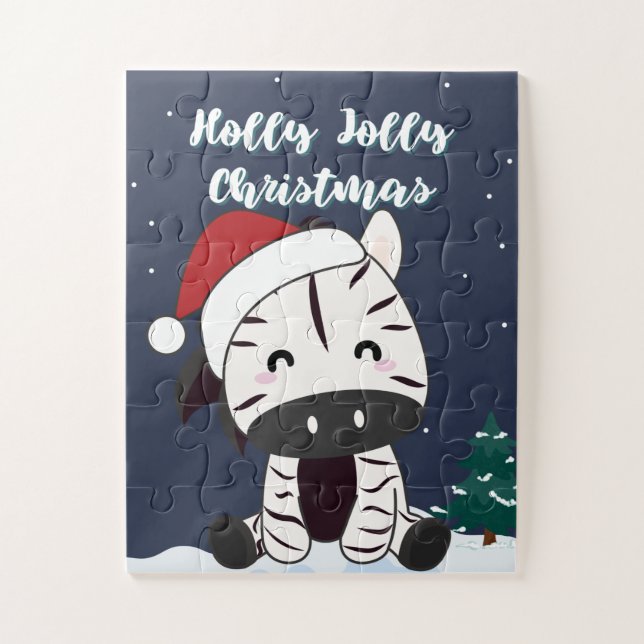 Zebra Christmas Zebras Winter Animals Jigsaw Puzzl Puzzle (Vertikal)