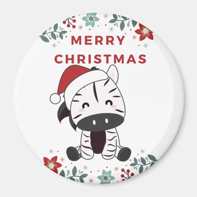Zebra Christmas Zebras Winter Animals Magnet (Vorne)
