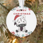 Zebra Christmas Zebras Winter Animals Ornament<br><div class="desc">Der Zebra für Weihnachten mit Feenlicht. Hübsche Tiere mit Geschenken und Schnee für den Urlaub. Auch zu Weihnachten im Juli lustig. Zebras sind niedliche Tiere und perfekt zu Weihnachten.</div>