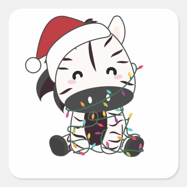 Zebra Christmas Zebras Winter Animals Quadratischer Aufkleber (Vorderseite)