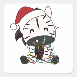 Zebra Christmas Zebras Winter Animals Quadratischer Aufkleber