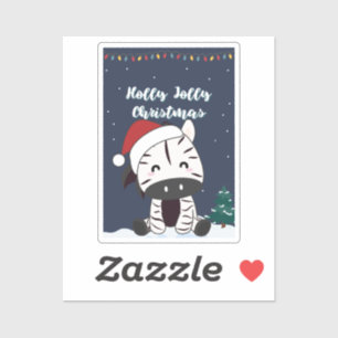 Zebra Christmas Zebras Winter Animals Sticker