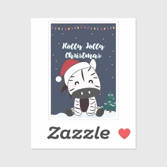 Zebra Christmas Zebras Winter Animals Sticker (Blatt)