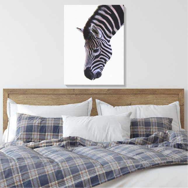 Zebra Close-Up | Black & White Wildlife Wall Art Leinwanddruck (Insitu (Schlafzimmer))
