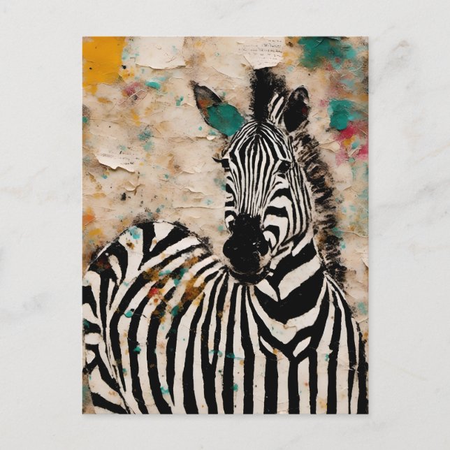 Zebra Collage Postkarte (Vorderseite)