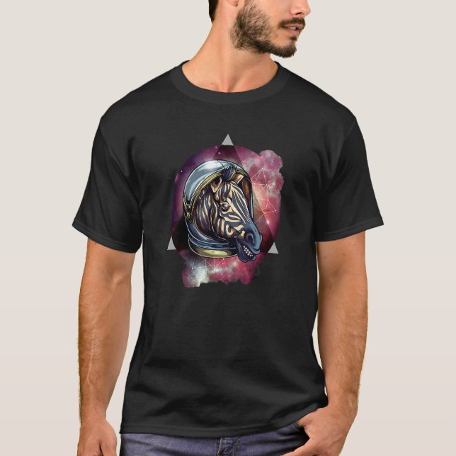 Zebra Cosmic Zebra Zebra Astronauten Space T-Shirt (Vorderseite)