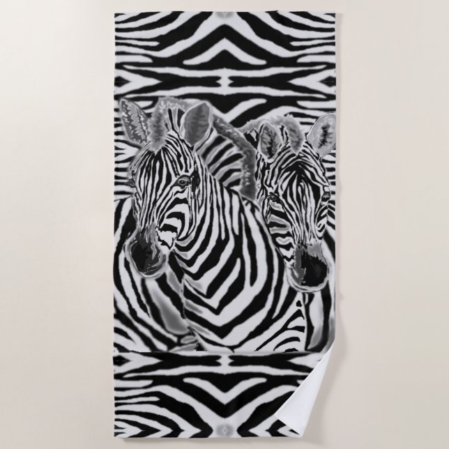 Zebra Couple Beach Handtuchfamilie Strandtuch (Vorderseite)