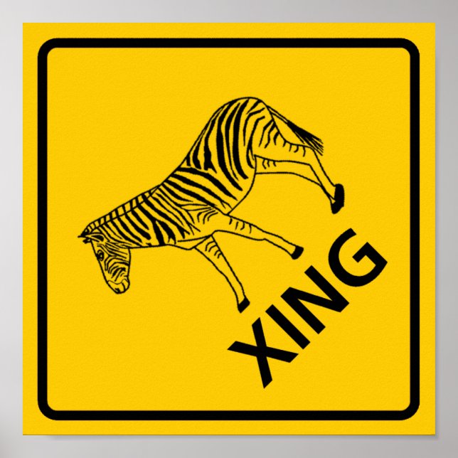 Zebra Crossing Highway Sign Poster (Vorne)