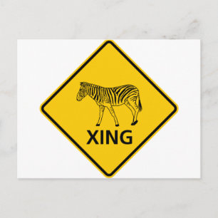 Zebra Crossing Highway Sign Postkarte