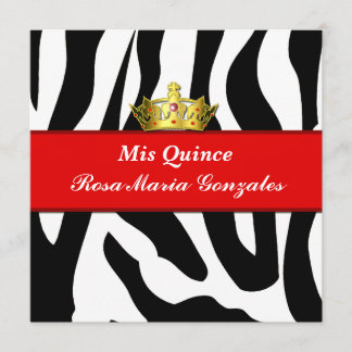 Zebra Crown Quinceñera Einladung
