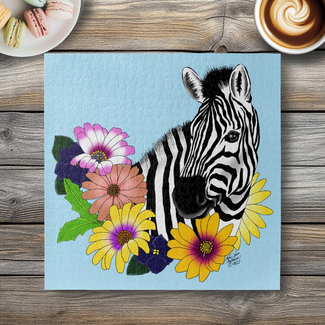 Zebra Daisies Blue Puzzle (Von Creator hochgeladen)