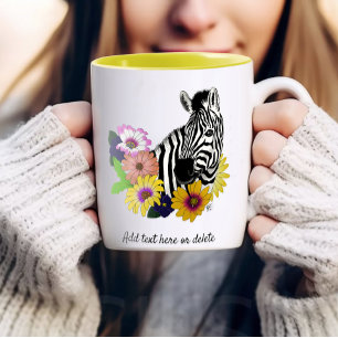 Zebra Daisies Blue Zweifarbige Tasse