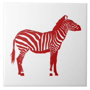 Zebra - Deep Red und White Fliese