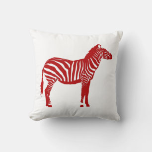 Zebra - Deep Red und White Kissen