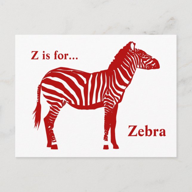 Zebra - Deep Red und White Postkarte (Vorderseite)