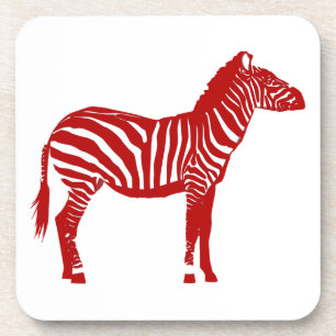 Zebra - Deep Red und White Untersetzer