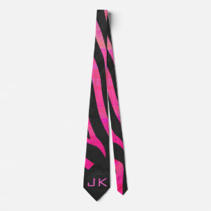 Zebra-Design für Monogramm Schwarz und Hot Pink Krawatte