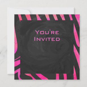 Zebra-Design für Schwarz und Heiß-Rosa Einladung
