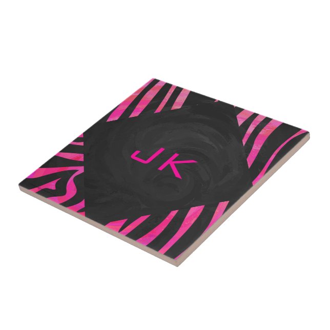 Zebra-Design für Schwarz und Heiß-Rosa Fliese (Seite)