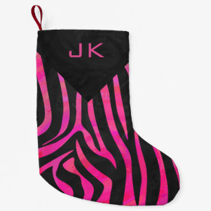 Zebra-Design für Schwarz und Heiß-Rosa Kleiner Weihnachtsstrumpf