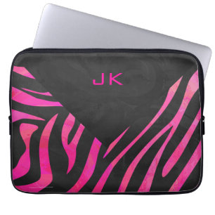Zebra-Design für Schwarz und Heiß-Rosa Laptopschutzhülle