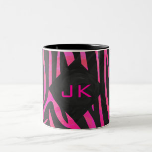 Zebra-Design für Schwarz und Heiß-Rosa Zweifarbige Tasse